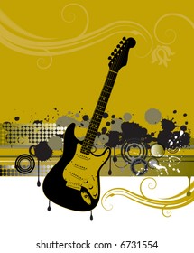 An electric guitar grunge vector background with space for text