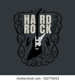 electric guitar and hard rock typographic for t-shirt ,tee design,poster,flyer,vector illustration