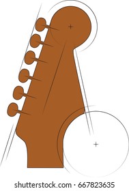 Electric guitar head technical sketch - vector illustration