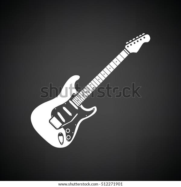 Electric Guitar Icon Black Background White vetor stock (livre de