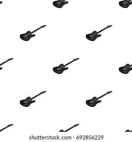 Electric guitar icon in black style isolated on white background. Musical instruments symbol stock vector illustration.