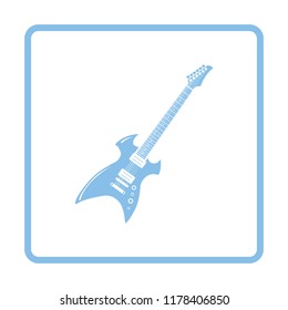 Electric guitar icon. Blue frame design. Vector illustration.