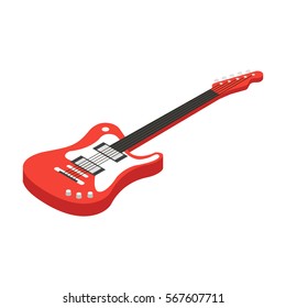 Electric guitar icon in cartoon style isolated on white background. Musical instruments symbol stock vector illustration.