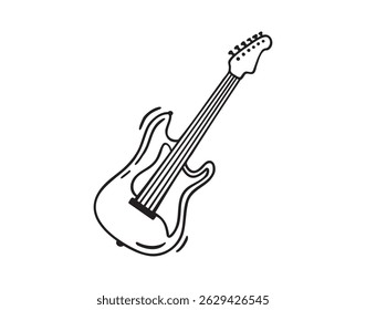 electric guitar icon doodle hand drawn. electric guitar outline line drawing clipart symbol. Vector illustration