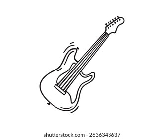 electric guitar icon doodle hand drawn. electric guitar outline line drawing clipart symbol. Vector illustration