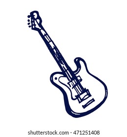 Electric Guitar  Icon Doodle Hand Drawn Sketch