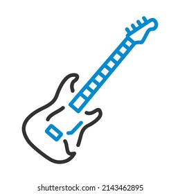 Electric Guitar Icon. Editable Bold Outline With Color Fill Design. Vector Illustration.