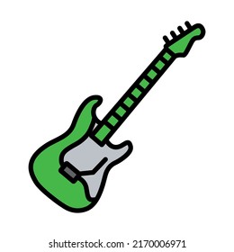 Icono de guitarra eléctrica. Contorno de negrita editable con diseño de relleno de color. Ilustración vectorial.