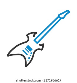 Electric Guitar Icon. Editable Bold Outline With Color Fill Design. Vector Illustration.