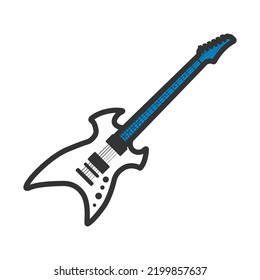 Electric Guitar Icon. Editable Bold Outline With Color Fill Design. Vector Illustration.