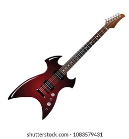 Electric guitar icon. Flat color design. Vector illustration.