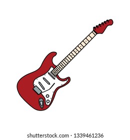 Electric Guitar Icon. Flat Color Design. Vector Illustration.