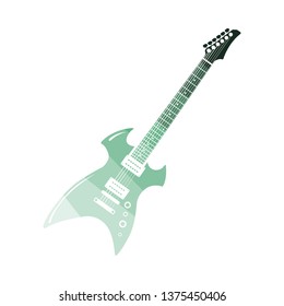 Electric guitar icon. Flat color design. Vector illustration.
