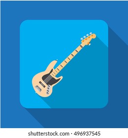 Electric Guitar icon in flat design with long shadows