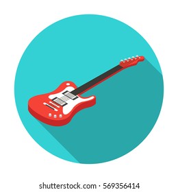 Electric guitar icon in flat style isolated on white background. Musical instruments symbol stock vector illustration.