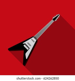 Electric guitar icon in flat style isolated on white background. Musical instruments symbol stock vector illustration