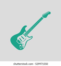 Electric guitar icon. Gray background with green. Vector illustration.