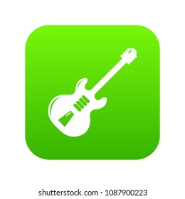 Electric guitar icon green vector isolated on white background