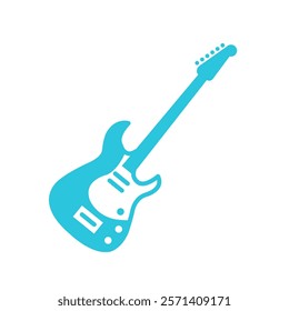 Electric Guitar Icon. Isolated on white. Blue icon set.