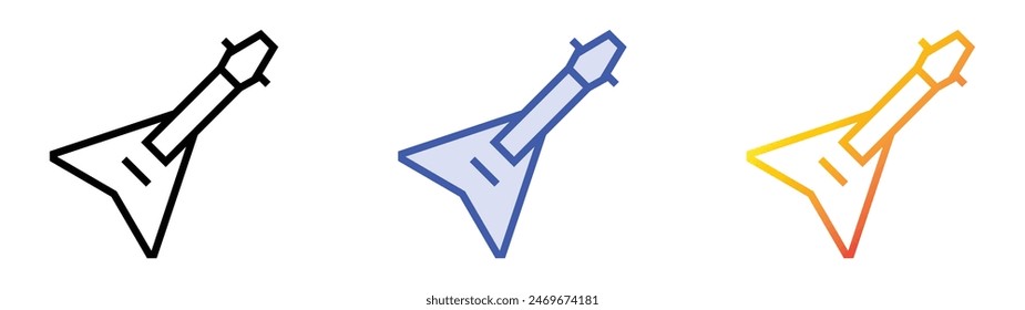 electric guitar icon. Linear, Blue Fill and Gradient Style Design Isolated On White Background