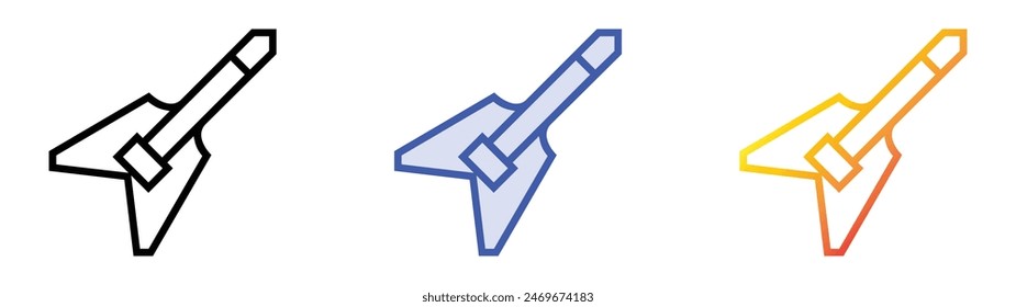 electric guitar icon. Linear, Blue Fill and Gradient Style Design Isolated On White Background