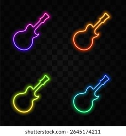 Electric guitar icon. neon style..