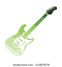 Electric guitar icon on gray background with round shadow. Vector illustration.