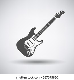 Electric guitar icon on gray background with round shadow. Vector illustration.