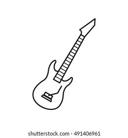 Electric guitar icon in outline style on a white background vector illustration