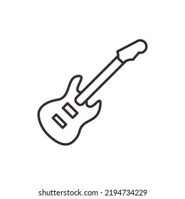 Electric guitar icon. Outline electric guitar vector icon for web design isolated on white background. Acoustic and heavy rock electric guitars outline musical instruments, music symbols Vector