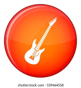 Electric guitar icon in red circle isolated on white background vector illustration
