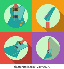 electric guitar icon set. flat style vector illustration
