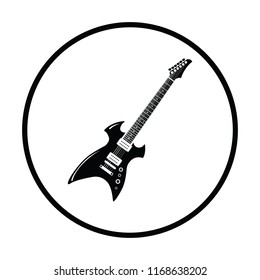 Electric guitar icon. Thin circle design. Vector illustration.