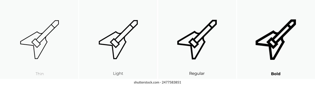 electric guitar icon. Thin, Light Regular And Bold style design isolated on white background