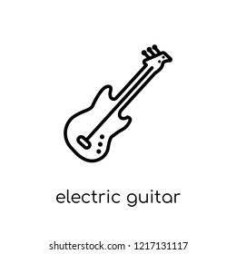 electric guitar icon. Trendy modern flat linear vector electric guitar icon on white background from thin line collection, outline vector illustration