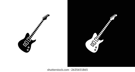 Electric Guitar icon Vector in flat style. Collection silhouettes