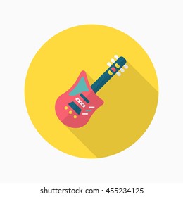 Electric guitar icon , Vector flat long shadow design. 