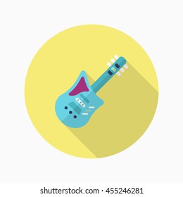 Electric guitar icon , Vector flat long shadow design.