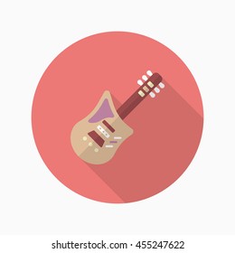 Electric guitar icon , Vector flat long shadow design.