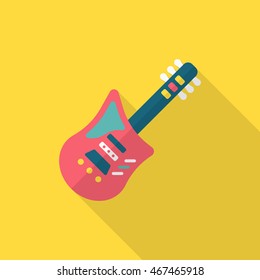 Electric guitar icon , Vector flat long shadow design.