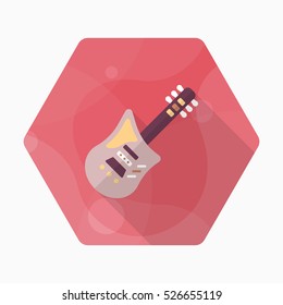 Electric guitar icon , Vector flat long shadow design.