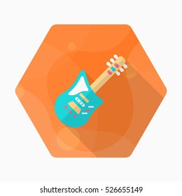 Electric guitar icon , Vector flat long shadow design.