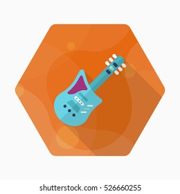 Electric guitar icon , Vector flat long shadow design.