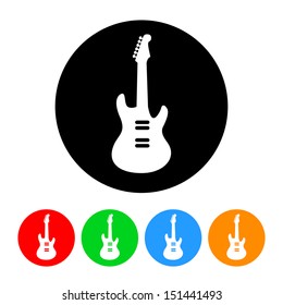 Electric Guitar Icon. Vector format with color variations.