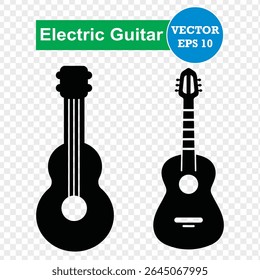 Electric guitar icon Vector illustration. PNG type. Perfect for music, band, and concert.  editable stroke Eps 10.
