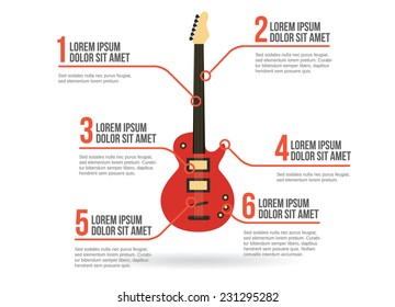 Electric guitar icon, vector infographic 