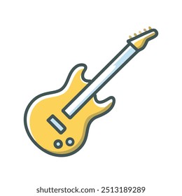 Electric guitar icon. Yellow electric guitar icon, perfect for music, entertainment, and leisure designs.