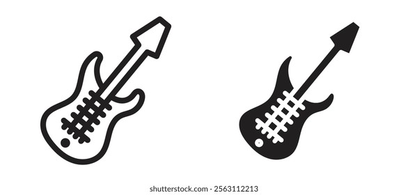 Electric Guitar icons in black line and filled versions