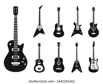 Electric guitar icons set. Simple set of electric guitar vector icons for web design on white background