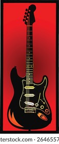 Electric Guitar Illustration Black and Red Rock and Roll Design